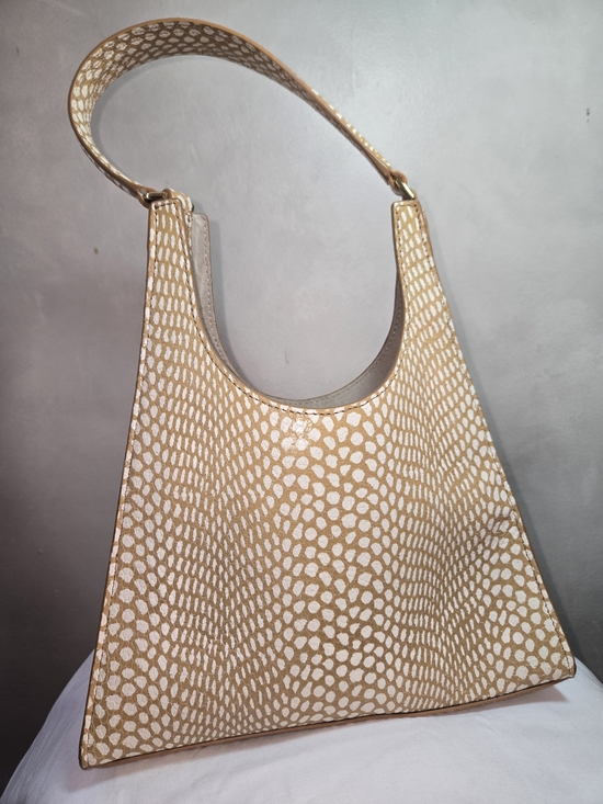 STAUD Handbags - STAUD Beige and White Pebbled Shoulder Bag